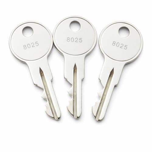 8025 Key for 1998-2012 Coleman Pop-Up Camper Step Door | Pre-Cut Spare Keys for Folding Trailer RV Compartment & Utility Locks (3-Pack)