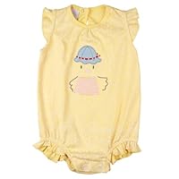 Macacão Bebê Menina Curto em Suedine 100% Algodão – Estampa Bordado Patinha de Chapéu (M)