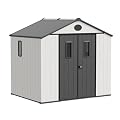 COOS BAY 8x6 Outdoor Storage Shed with Floor, White/Gray
