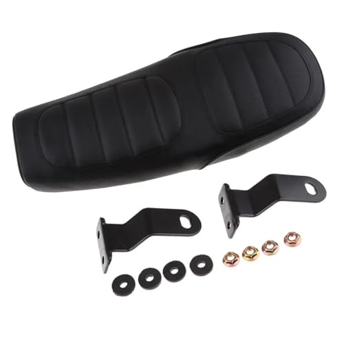 Selle de moto plate 63cm noire en cuir souple pour customisation