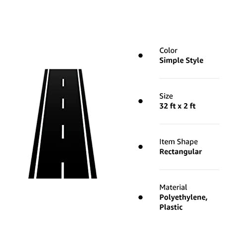 Remagr Racetrack Floor Running Black Racer Party Decoration Mat Road Table Runner Long Race Car Tablecloth Drag For Cars Birthday Party Supplies Runway Games Sport (Simple Style, 32 Ft X 2 Ft) #TOP7