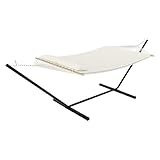 2 Person Outdoor Hammock with Stand, Portable Hammock, Heavy Duty Hammock with Soft Pillow, Balance Ropes, for Patio, Backyard, Garden, Beach, Beige