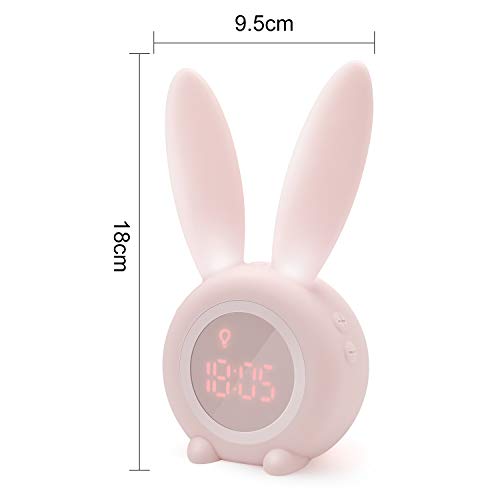 Homealexa Sveglia Bambini da Comodino con Temperatura LED con 2 Allarme, 6 suonerie, Luce Notturna, Funzione Snooze, Timer, Lampada Orologio da Tavolo Sveglia USB Ricaricare 12/24 Ore(Rosa) - Image 6
