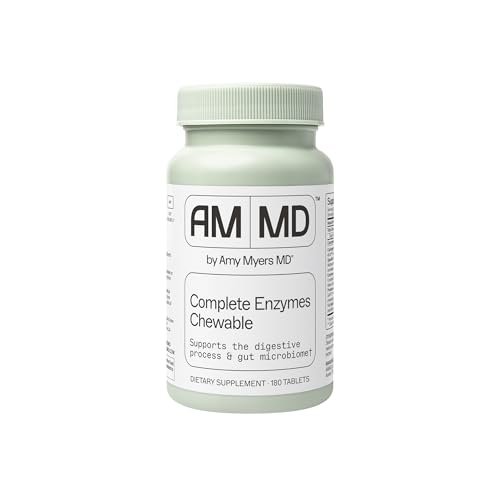 Amy Myers MD Digestive Enzymes Chewable Complete Enzymes Support Leaky Gut Acid Reflux Gas Bloating Gluten Exposure Amylase Lipase Lactase Alkaline Protease Sucrase + More 180 Tablets