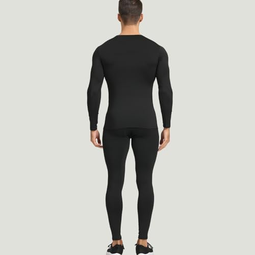 HYCOPROT Ropa Interior Térmica Conjunto Hombre Camiseta Térmica Hombre Ropa Termica Transpirable Funcional Conjunto Termico Invierno para Esquí Montaña Ciclismo (Negro, XXL) - imagen 9