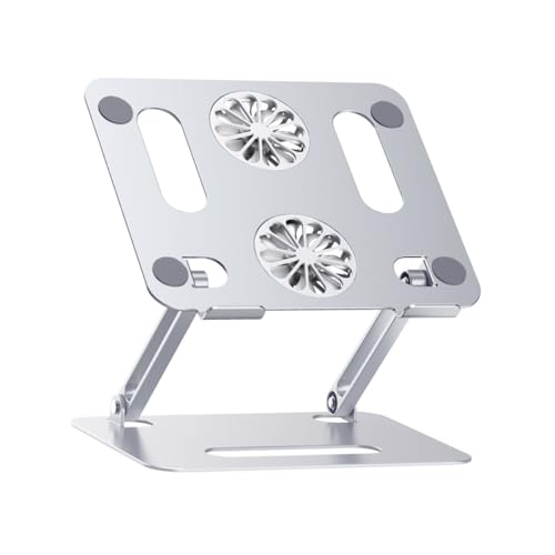 Base para portátil ajustable con doble ventilador y aleación de aluminio miniatura 1