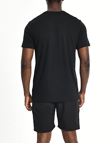 Comfneat Men's 4-Pack Athletic T-Shirt Quick Dry Crew Neck Undershirt (Dark Grey+Black 4-Pack, M) #TOP2