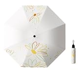 Meichoon UPF 50+ Paraguas de viaje con protección UV Portátil Compacto 8 costillas Sombrilla ligera impermeable y a prueba de viento de flores simple y elegante para mujeres para senderismo mochilero