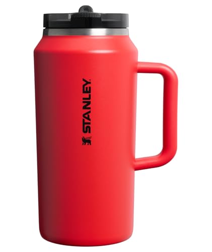 STANLEY Quencher ProTour Flip Straw Tumbler with Leakproof Lid 64 oz | Built-In Straw & Handle | Cupholder Compatible for Travel | Insulated Stainless Steel Cup | BPA-Free | Chili Black