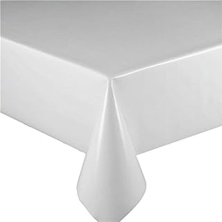 Vinyl Pvc Tablecloth, Plain White 2.5 metres (250x137cm) Rectangle 8 Seater Size Oblong Table, Wipe Clean, Textile Backed plastic table cloth (263)