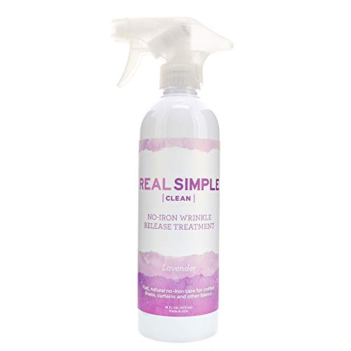 Real Simple Clean Wrinkle Release, Static Cling Remover, Pillow & Fabric Freshener, Out The Door No-Iron Quick Fix, USDA Certified Bio-Based & Biodegradable (Lavender, 16 oz)