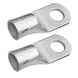 SELTERM Heavy Duty Tinned Copper Lugs, 4/0 Awg, 1/2 Inch Ring Terminal, 2-Pack, Marine Grade