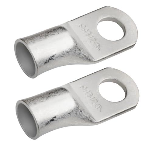 SELTERM Heavy Duty Tinned Copper Lugs, 4/0 Awg, 1/2 Inch Ring Terminal, 2-Pack, Marine Grade