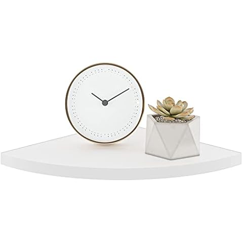 Ballucci Wall Mount Wood Corner Shelf, Floating Corner Shelf, for Bedroom, Living Room, TV Room, Bathroom, Kitchen, Office, Kids Room, 12 x 12 inches - White Cover