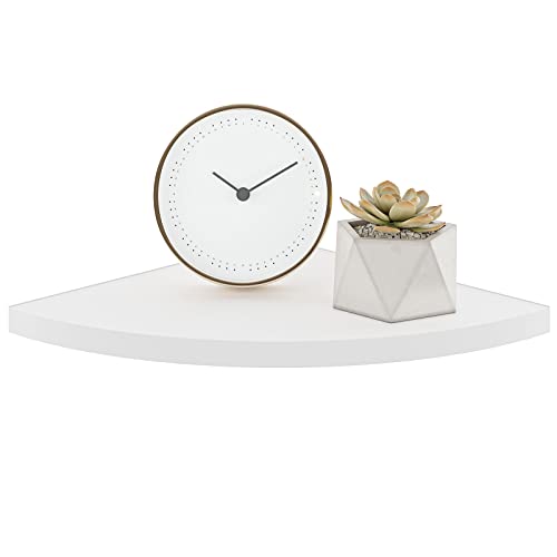 Ballucci Corner Shelf Wall Mount, Wood Floating Corner Shelf, for Bedroom, Living Room, Bathroom, Kitchen, Office, Kids Room, 12 x 12 inches, White