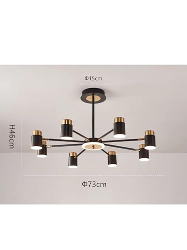 Lustre LED moderne réglable à 8 lampes noir pour salon
