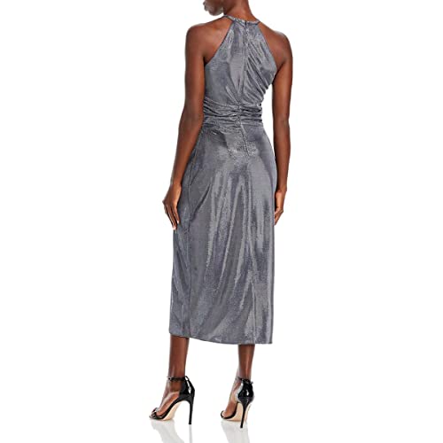 Ramy Brook Womens Dina Metallic Halter Cocktail And Party Dress Silver 4 #TOP2