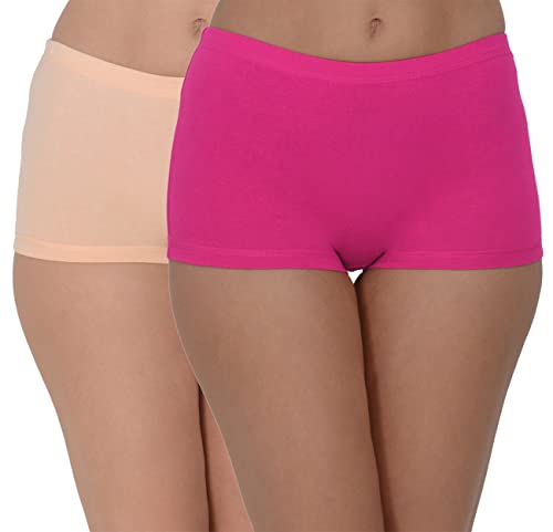 Image of EVA & JOY Women's Cotton Solid Mid-Rise Boyshort Panty Pink,Peach