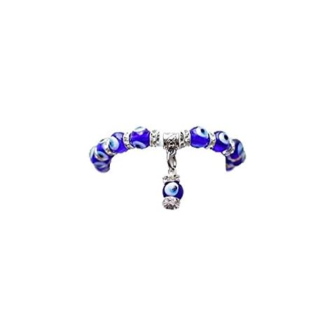 Jumbuzz Evil Eye Bracelet Expandable Blue Murano Glass Beads with Crystal Rondelle Spacer for Birthday Gifts, Valentine's Day, Christmas Favors (Blue, (Set of 1) Evil Eye Glass Beads) Cover