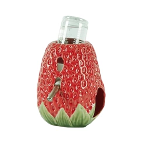 Mangeoire d'eau en céramique fraise et abri tunnel pour hamster