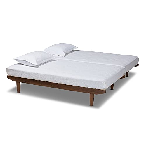 Bowery Hill Walnut Finished Wood Expandable Twin To King Size Bed Frame #TOP2