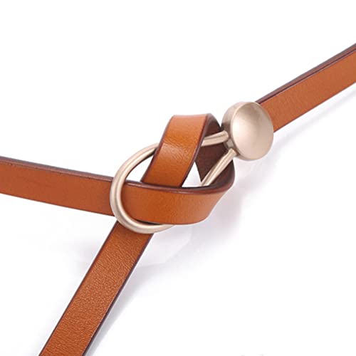 Women Skinny Leather Tie a Knot Thin Waist Belt for Dresses Adjustable Belts2
