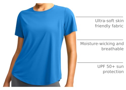 Image of Women's Short Sleeve Workout Shirts UPF 50+ Sun Protection T-Shirts Quick Dry Breathable Gym Running Hiking Tops for Women
