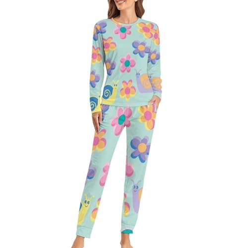 Pyjama femme escargot à fleurs pour des nuits douces en sleepwear confortable