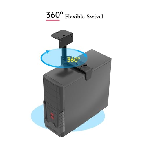 Soporte para CPU de escritorio ajustable, montaje bajo escritorio y en pared, soporte giratorio de 360° con bloqueo seguro para torre de computadora miniatura 4