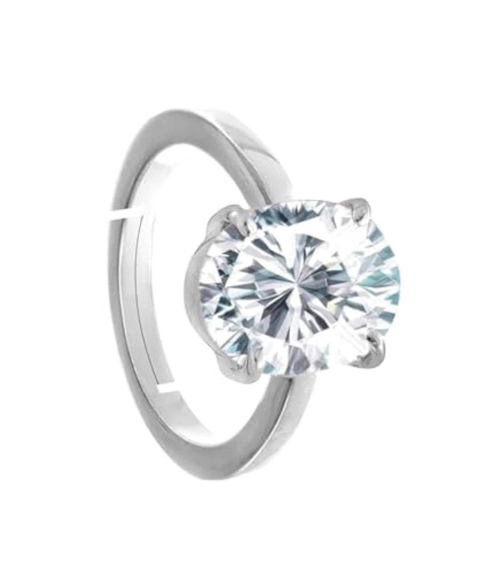 Certified 10.50 Ratti White Zircon Crystal Ring, Adjustable