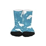 FJQWKLF Calcetines tobilleros con diseño de ballena beluga para hombre, novedosos, hasta la rodilla y pantorrilla para mujer