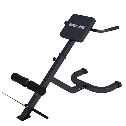 GORILLA SPORTS® Rückentrainer - 5-fach Verstellbar, bis 120 kg, mit Beinfixierung, Schwarz/Weiß - Rückenstrecker Gerät, Hyperextension Bank, Bauchmuskeltrainer, Bauchtrainer für Zuhause (Schwarz) GORILLA SPORTS® Rückentrainer - 5-fach Verstellbar, bis 120 kg, mit Beinfixierung, Schwarz/Weiß - Rückenstrecker Gerät, Hyperextension Bank, Bauchmuskeltrainer, Bauchtrainer für Zuhause (Schwarz)