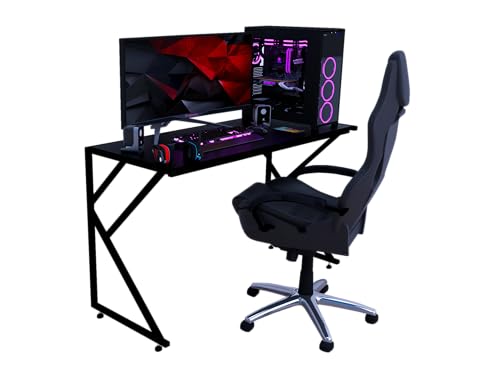 Lista de Precio de Escritorios del mes. 49 Cooling Tree Systems Escritorio Gamer CTS K1C - Estructura de Acero - Superficie de melamina Negro Mate de 16 mm - Robusto, Compacto y Ergonómico - 100 cm por 52 cm