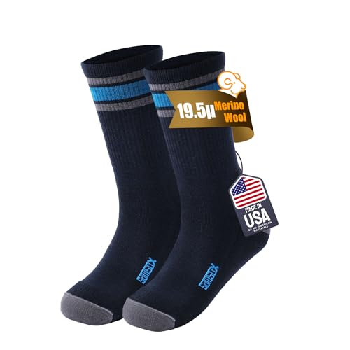 SAMSOX Merino Wool Hiking Socks, Made in USA - 200 Needle Knit, Moisture Wicking & Anti-Blister,...