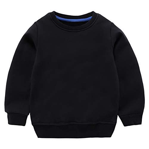 Taigood Kinder Pullover für Jungen Baumwolle Sweatshirt Langarm T Shirts Pullover Herbst Winter Alter 1-7 Jahre Schwarz 140cm/6-7Jahre Cover