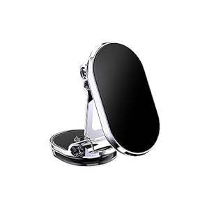 Carreno Upgrade Magnetic Super Strong Magnet Phone Holder for Car, Alloy Folding Magnetic Mount 360° Rotation Universal Dashboard Phone Holder, Hands Free iPhone Holder, for All Smartphones, Silver