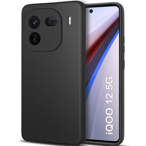 Image of TheGiftKart Sleek Back Cover Case for iQOO 12 5G | Slim Fit Protective Design | Ultra Matte Finish | Camera Protection Bump | Soft Silicon Back Cover Case for iQOO 12 5G (Silicone, Black)