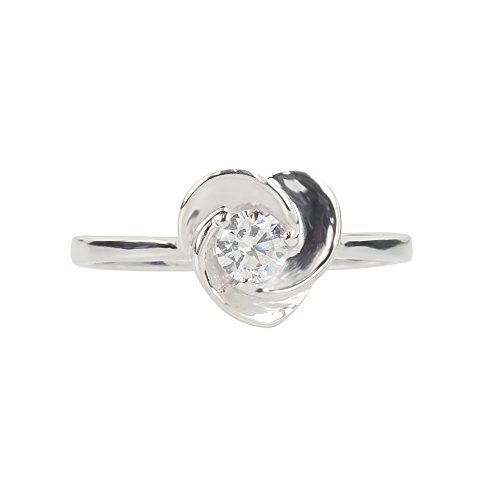 Image of MARC 925 Sterling Silver Round cut 0.40 ct White CZ Floral Ring