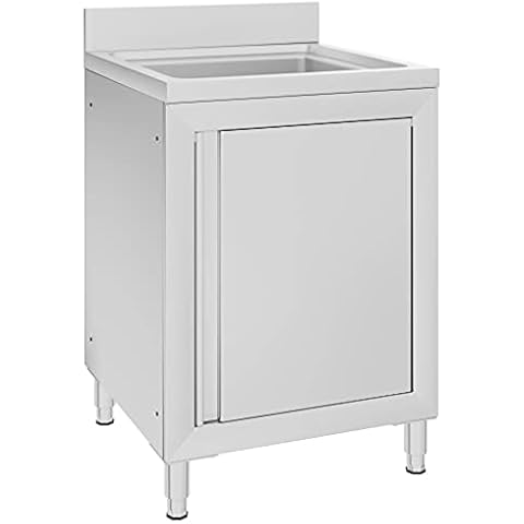vidaXL Gastro Spülenunterschrank mit Staufach Aufkantung Spülschrank Spülbecken Spültisch Gastrospüle Spüle Küche 60x60x96cm Edelstahl Cover
