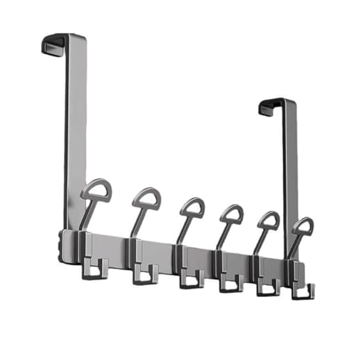 LdawyDE Perchero Puerta, Colgador Puerta con 12 Ganchos, Percha Puerta para Dormitorio Baño Pasillo y Cocina, Puerta Espesor Menos de 4.6 cm, Sin Taladrar, 39 x 28 cm, gris