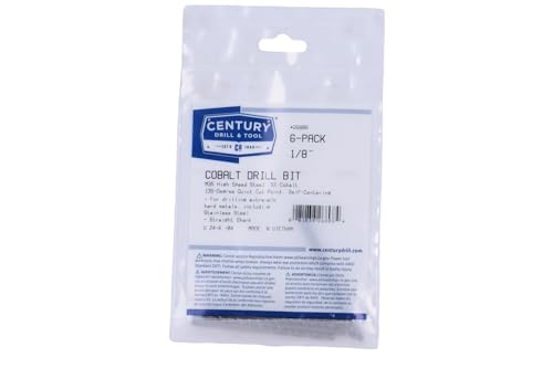 Image of Century Drill & Tool 26808 Cobalt Drill Bit, 1 /8 inch, Pro Pack of 6
