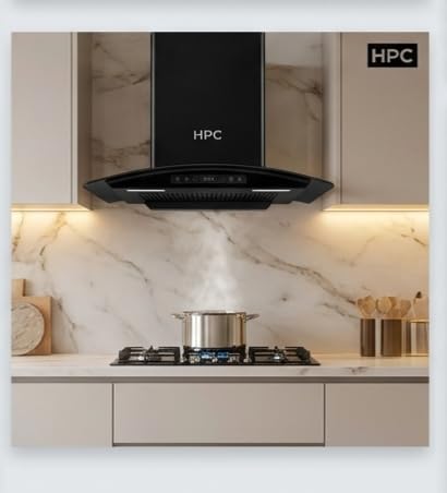 HPC 20 Speed Suction Power 2000 Auto Clean Chimney - Wall Ceiling Mount, Powerful 2000 CMH Suction, Stylish Black Finish for Modern Indian Kitchens-image-39