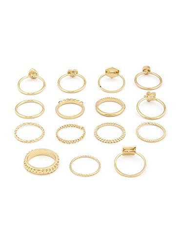 Set of 15 Contemporary Stackable Rings For Women