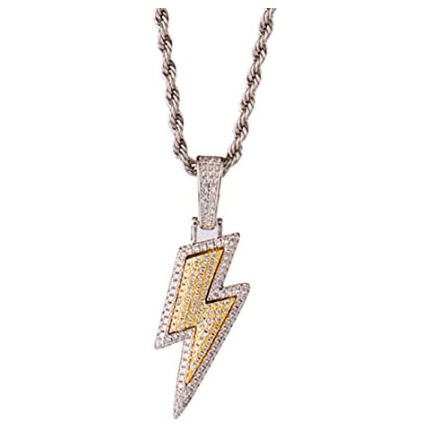 Hip Hop Lightning Pendant Necklace With Zircon Tennis Chain Iced Out Bling Hip Hop Necklaces For Men Women Jewelry Gift Cover