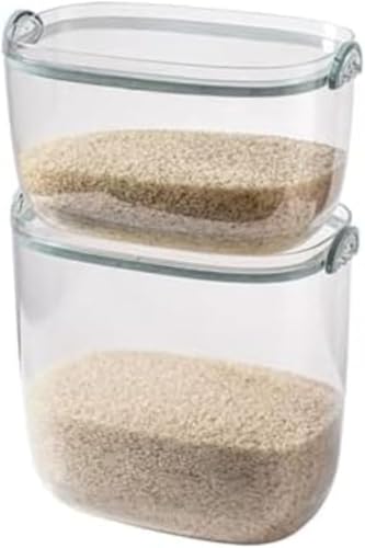 AOBOPO 密閉米びつ 冷蔵庫 貯蔵タンク 小麦粉 粗食 米びつ米保存容器 お手入れ簡単 残量確認可能 大容量 計量カップ付き 米の保存庫 鮮度・防虫・湿気を保つ -証拠 砂糖 キッチン収納 透明のぞき窓