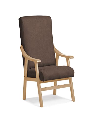 Abuelo a Gusto - Silla Brazos de Madera, Respaldo Recto, Ideal para Personas Mayores, Movilidad Reducida o Dolor Espalda. Usada en residencia y geriátricos. Tamaño: 57x69x116 cm. (Natural, Marrón)