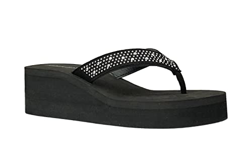 Image of REDVOLUTION New Women's Rhinestone Sandals Platform T-Strap Jewel Sandals High Wedge Flip Flops