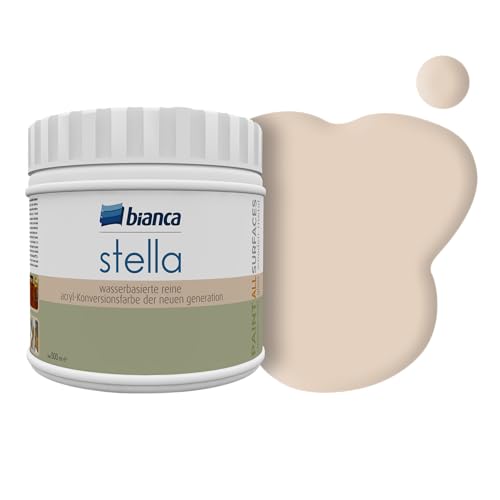 Bianca Stella Möbelfarbe Ohne Schleifen für Küche & Bad, Sandbeige, Glänzend, 500ml, Wasserbasiert, Möbellack für alle Oberflächen, Holzfarbe, Fliesenfarbe, Metallfarbe & Renovierfarbe