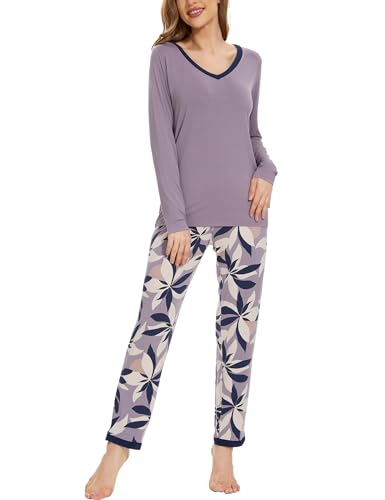 Image of GYS Women's Bamboo Viscose Long Sleeve Pajamas Set
