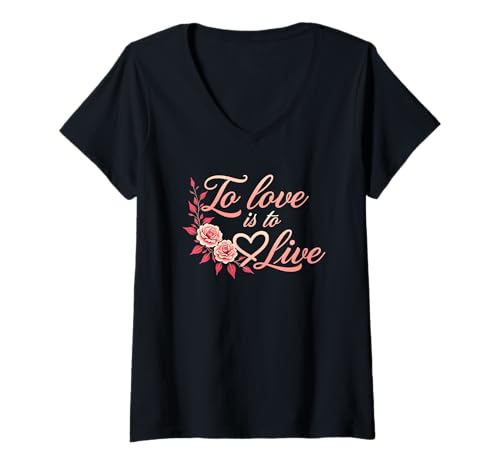 Femme Aimer, c'est vivre T-Shirt avec Col en V